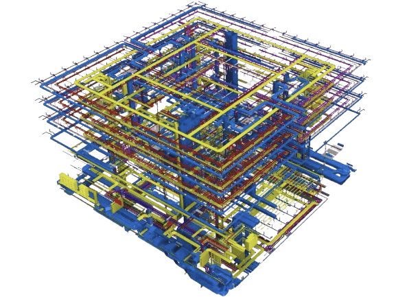 Model BIM 5D MEP untuk koordinasi sistem HVAC, dibuat tim Revit bersertifikat Solusi Karya Nusantara